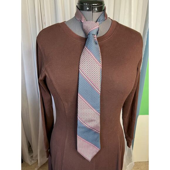 Yves Saint Laurent  Tie vintage geometric blue red 100% silk - Picture 1 of 9